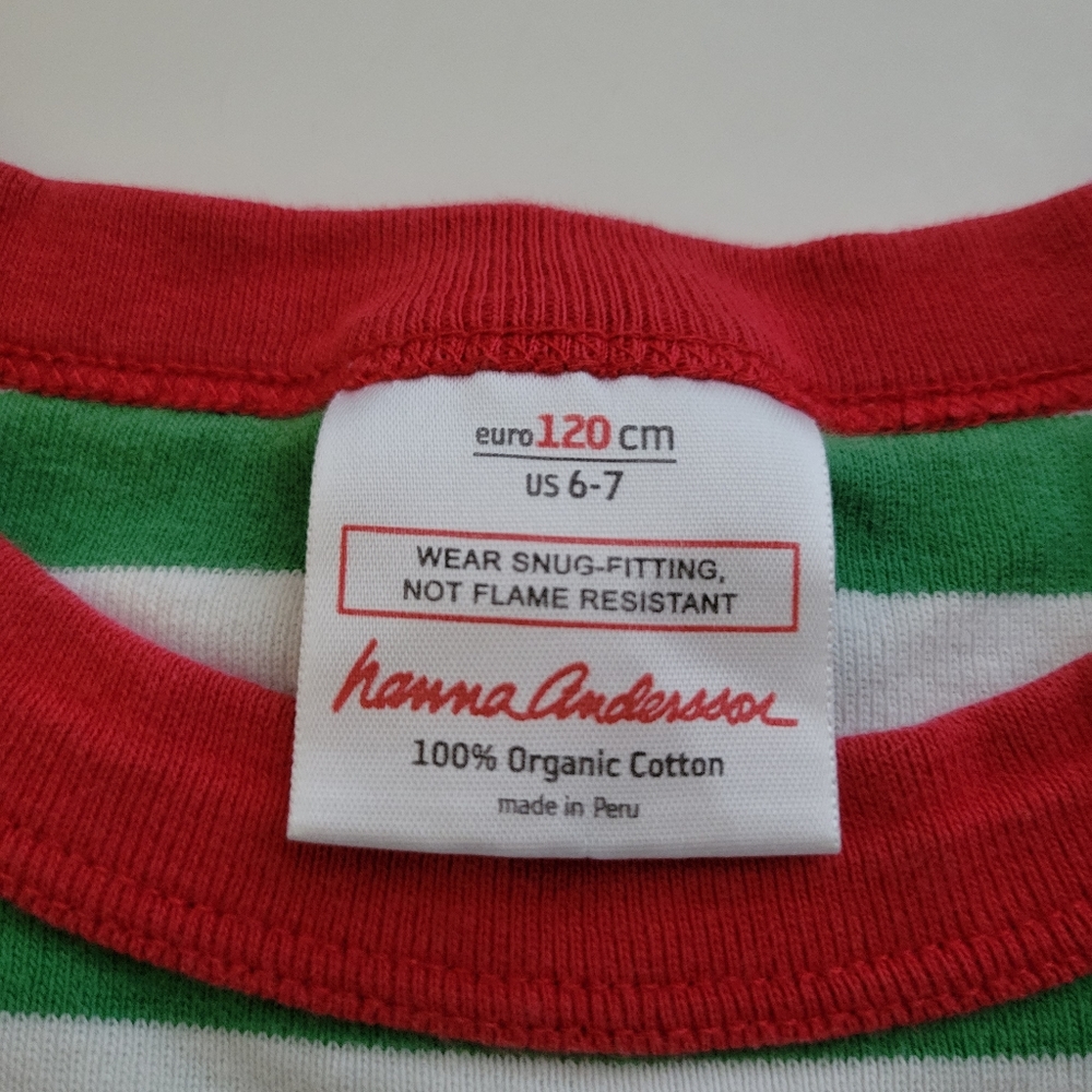 Hanna Andersson Green Striped Holiday Organic Cotton Long John Pajamas - Picture 9 of 12
